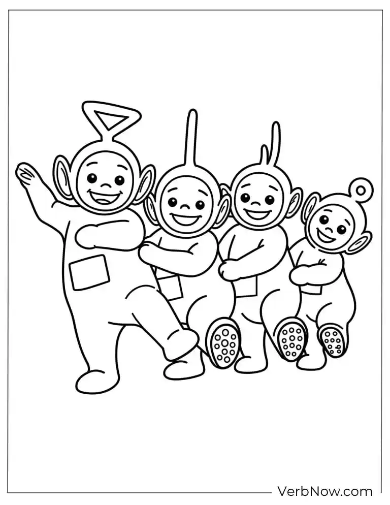 22 Free Teletubbies Coloring Pages For Fun (Printable PDF) Teletubbies Coloring Page: All 4 Characters Outline