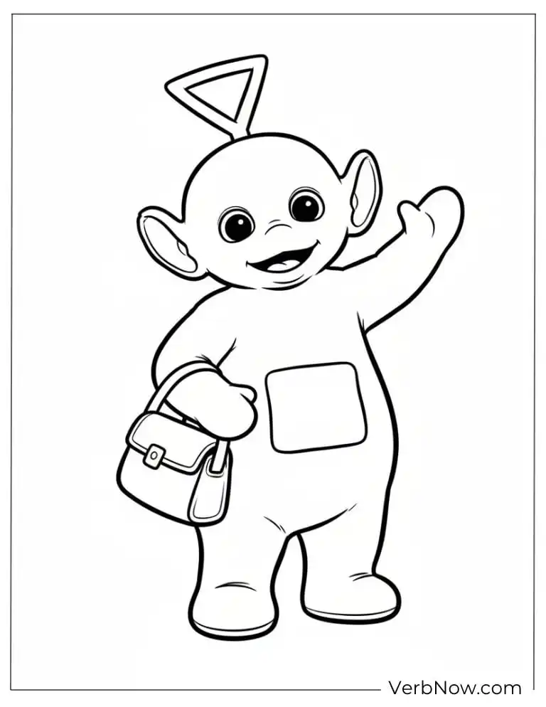 22 Free Teletubbies Coloring Pages For Fun (Printable PDF) Teletubbies Tinky Winky with Bag Coloring Page