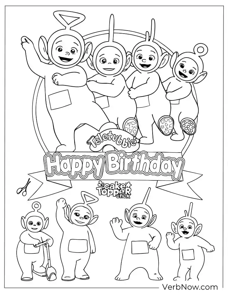 22 Free Teletubbies Coloring Pages For Fun (Printable PDF) Teletubbies Happy Birthday Coloring Page