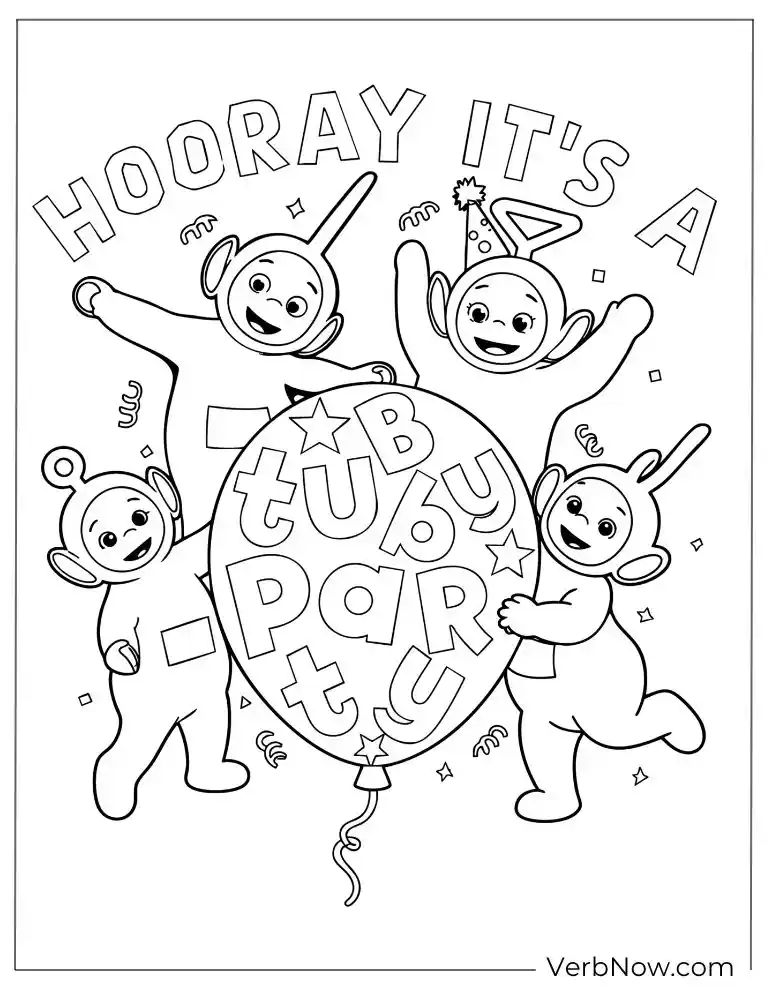 22 Free Teletubbies Coloring Pages For Fun (Printable PDF) Teletubbies Tubby Party Celebration Coloring Page