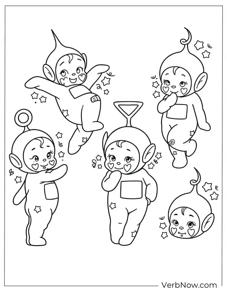 22 Free Teletubbies Coloring Pages For Fun (Printable PDF) Teletubbies Babies Tiddlytubbies Coloring Page Outline
