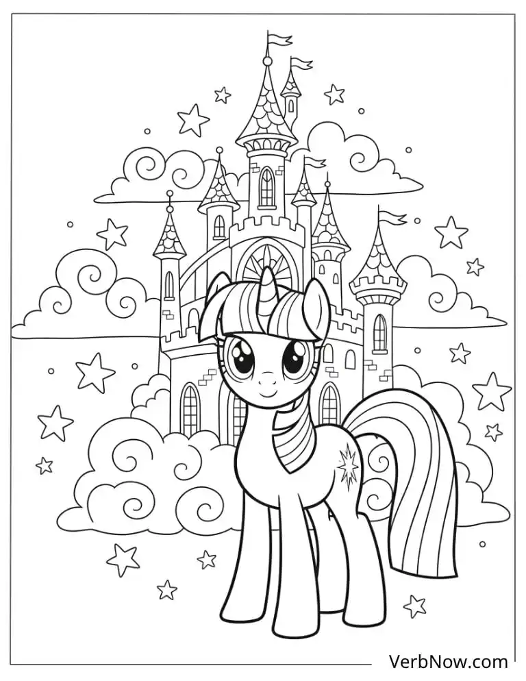 22 Twilight Sparkle Coloring Pages For Fun (Printable PDF) Twilight Sparkle Pony and Castle Coloring Page