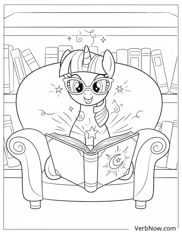 22 Twilight Sparkle Coloring Pages For Fun (Printable PDF) My Little Pony Twilight Sparkle Reading Book Coloring Page