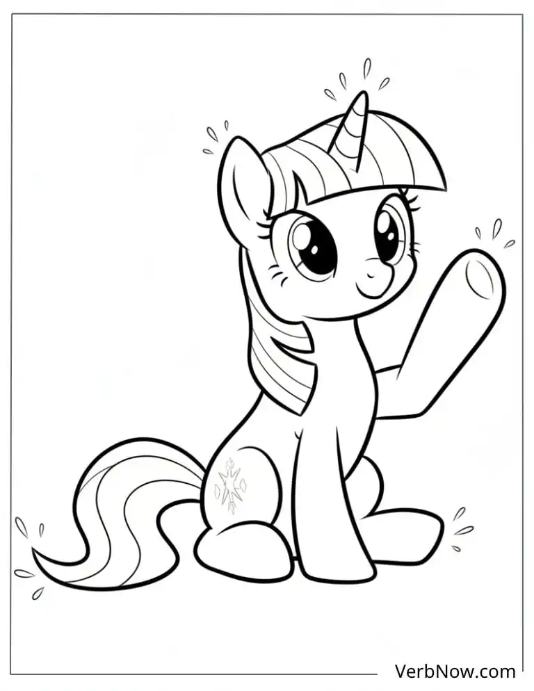 22 Twilight Sparkle Coloring Pages For Fun (Printable PDF) Twilight Sparkle Waving Unicorn Coloring Page