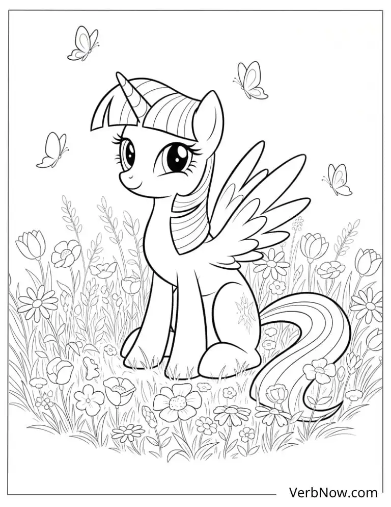 22 Twilight Sparkle Coloring Pages For Fun (Printable PDF) Twilight Sparkle Coloring Page with Flowers