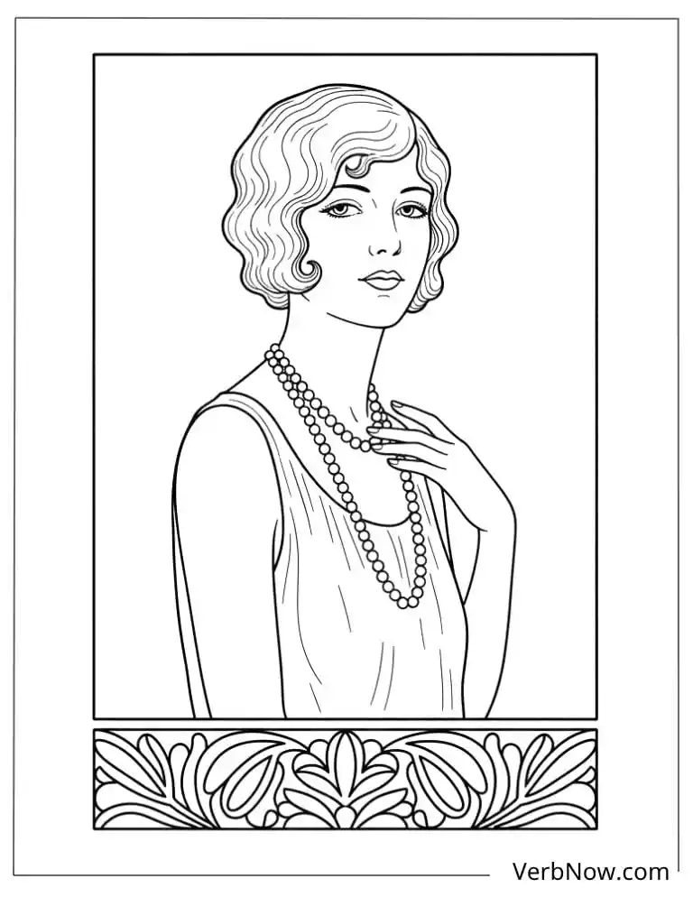 22 Free Vintage Coloring Pages For Kids (100% Printable PDF) 1920s Flapper Woman Coloring Page