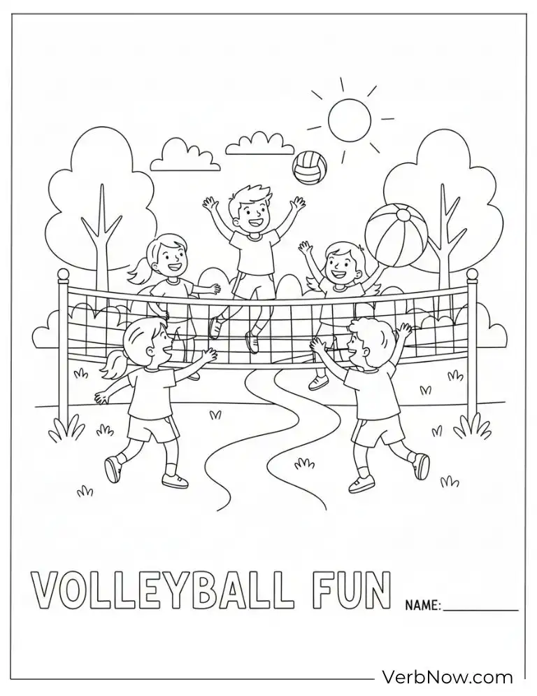 22 Free Volleyball Coloring Pages (100% Printable PDF) Kids Playing Volleyball Coloring Page