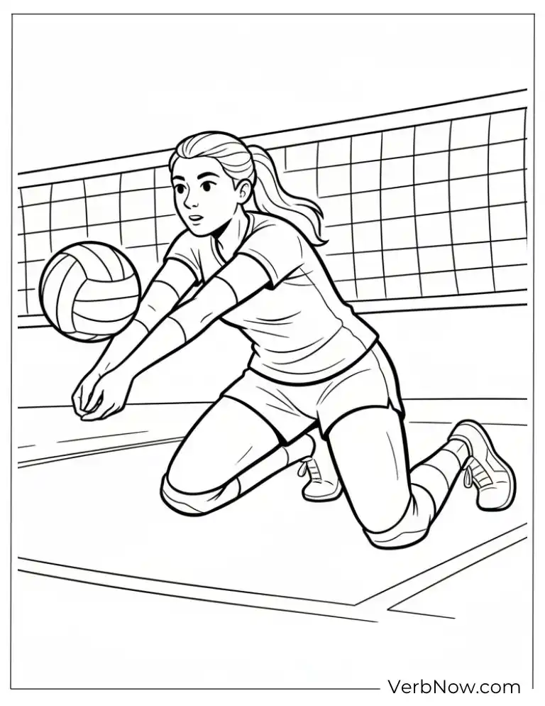 22 Free Volleyball Coloring Pages (100% Printable PDF) Volleyball Player Dig Coloring Page