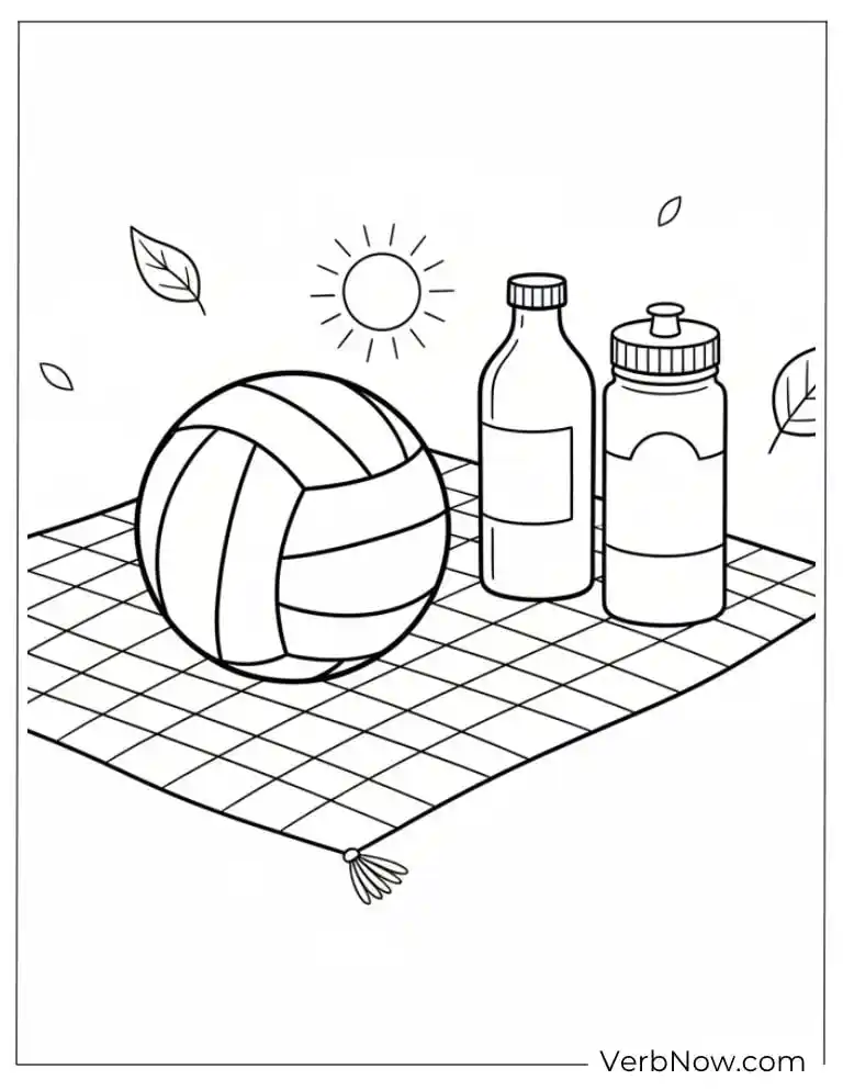 22 Free Volleyball Coloring Pages (100% Printable PDF) Volleyball and Water Bottles Coloring Page