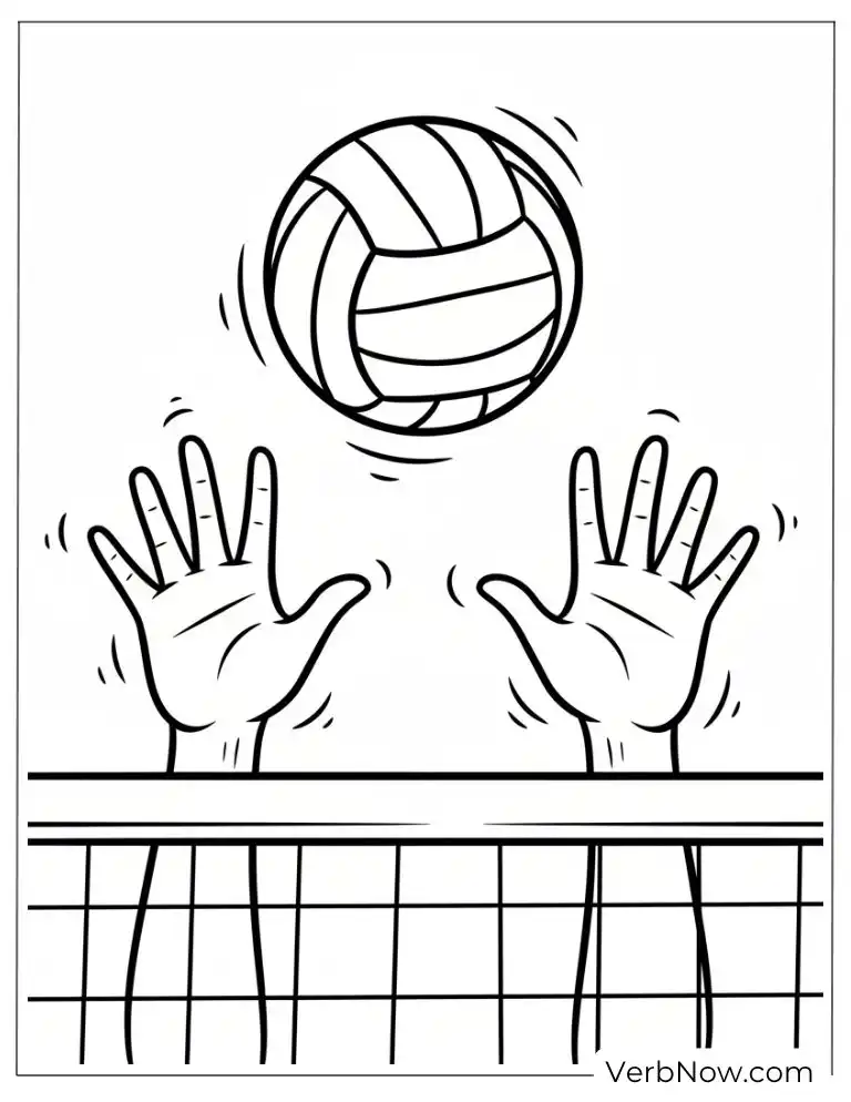 22 Free Volleyball Coloring Pages (100% Printable PDF) Volleyball Hands Setting Block Coloring Page