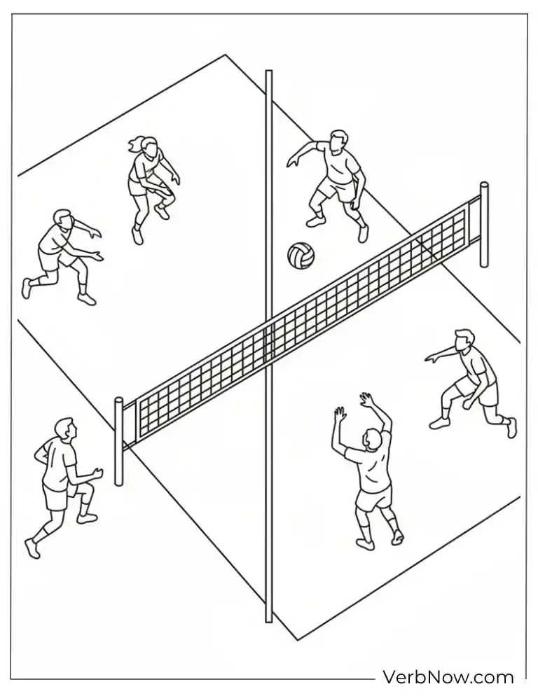 22 Free Volleyball Coloring Pages (100% Printable PDF) Volleyball Game Coloring Page Line Art