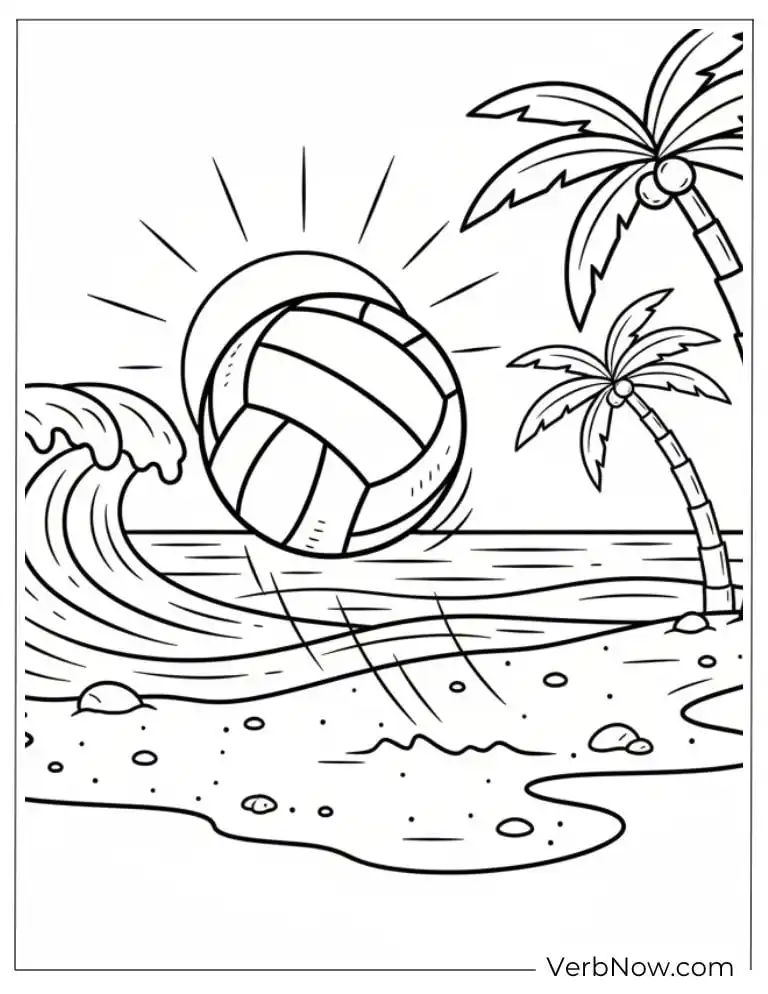 22 Free Volleyball Coloring Pages (100% Printable PDF) Volleyball Beach Scene Coloring Page
