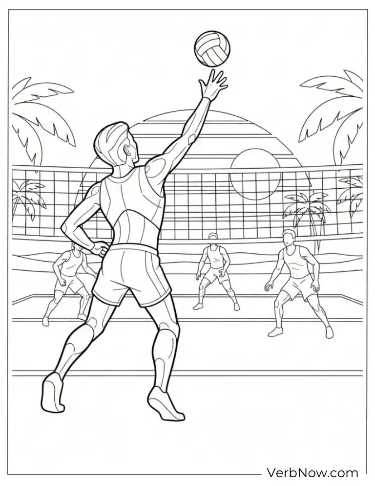 22 Free Volleyball Coloring Pages (100% Printable PDF) Volleyball Player Spiking Coloring Page