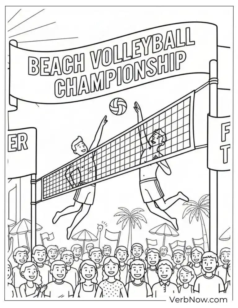 22 Free Volleyball Coloring Pages (100% Printable PDF) Beach Volleyball Championship Coloring Page