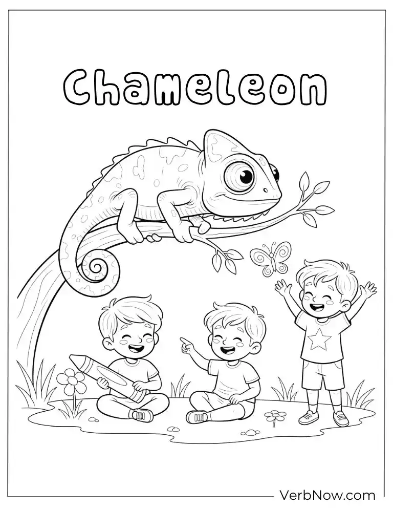 Free Printable Chameleon Coloring Page