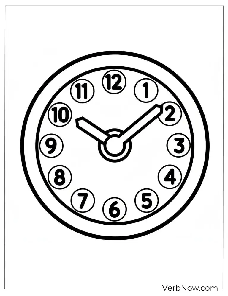 Clock Coloring Page: Learn to Tell Time