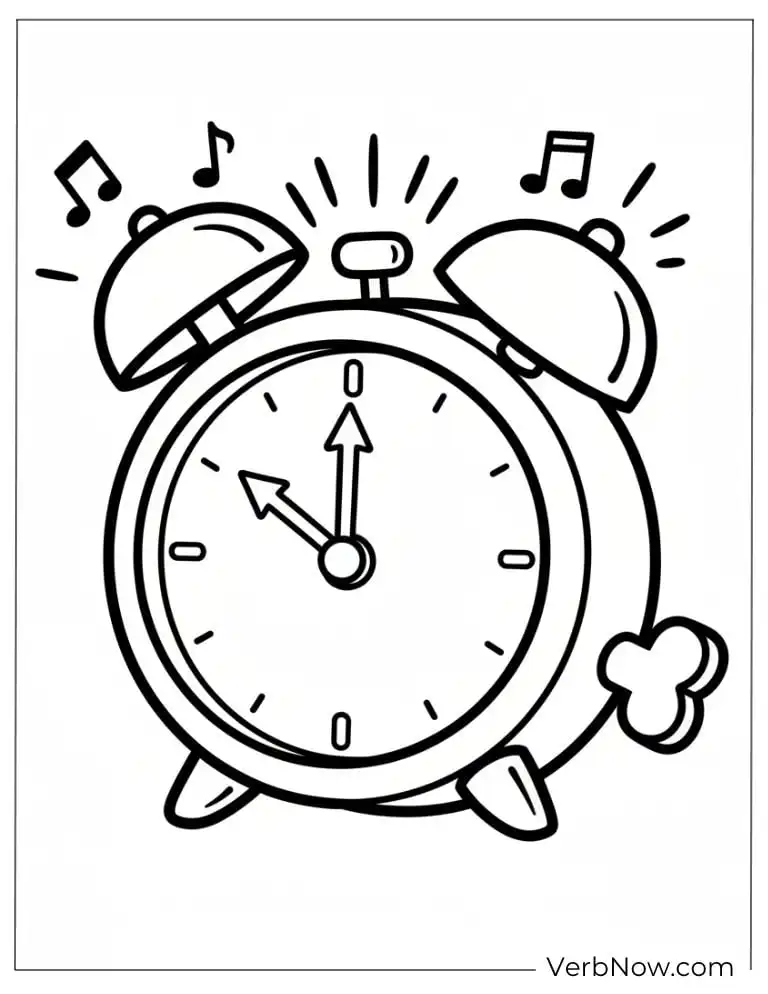 Ringing Alarm Clock Coloring Page