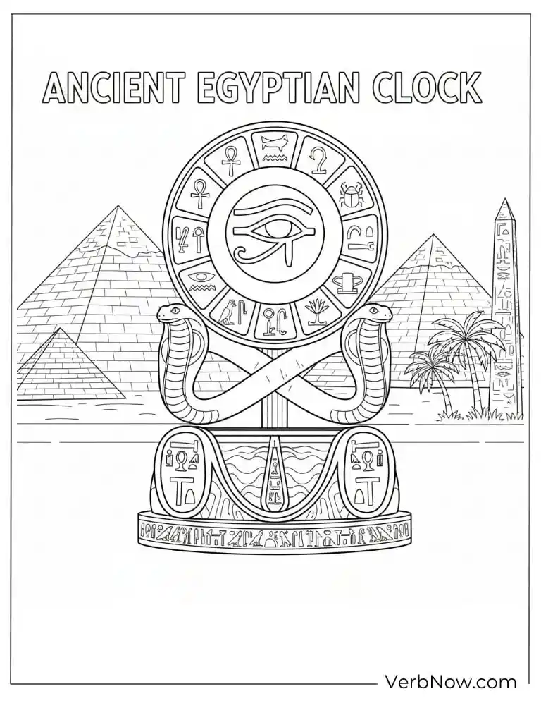 Ancient Egyptian Clock Coloring Page