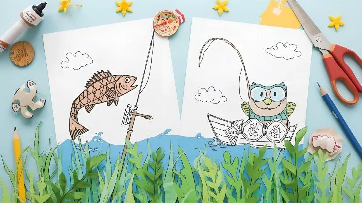 fishing coloring sheets