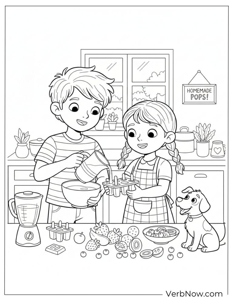 22 Free Popsicle Coloring Pages (100% Printable PDF) Kids Making Homemade Popsicles Coloring Page
