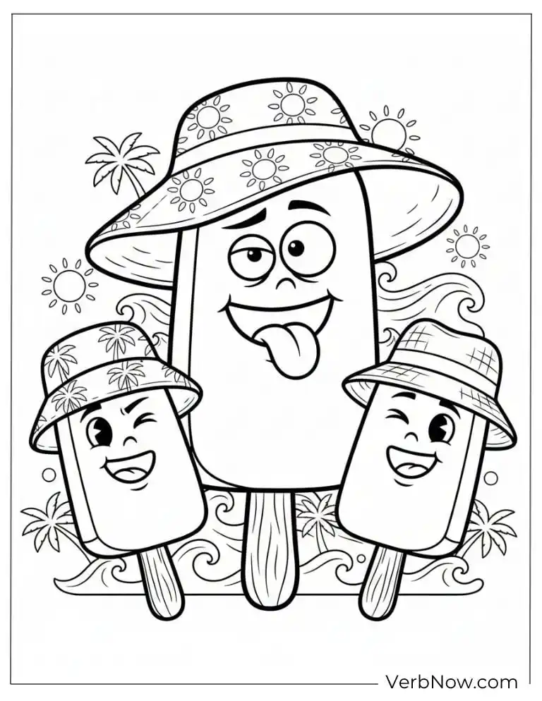 22 Free Popsicle Coloring Pages (100% Printable PDF) Summer Popsicle Characters Coloring Sheet