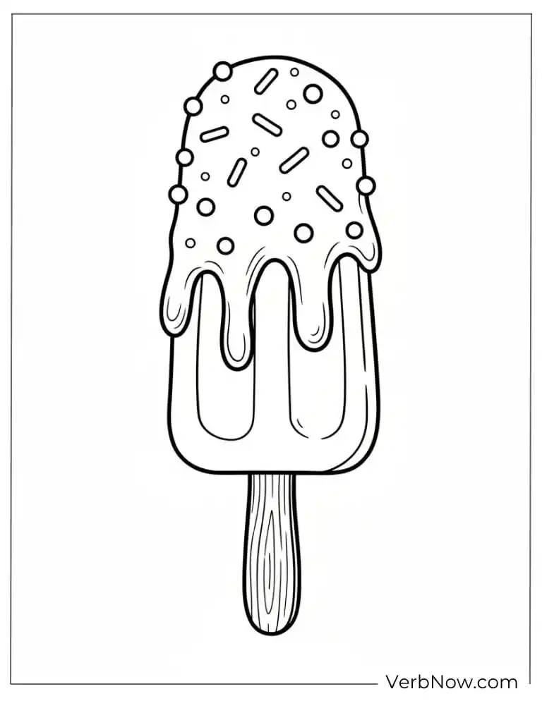 22 Free Popsicle Coloring Pages (100% Printable PDF) Popsicle Ice Cream Coloring Page with Sprinkles
