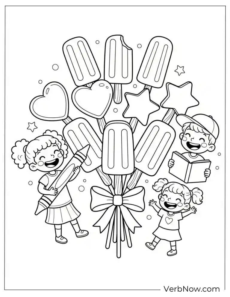 22 Free Popsicle Coloring Pages (100% Printable PDF) Kids and Popsicle Bouquet Coloring Page