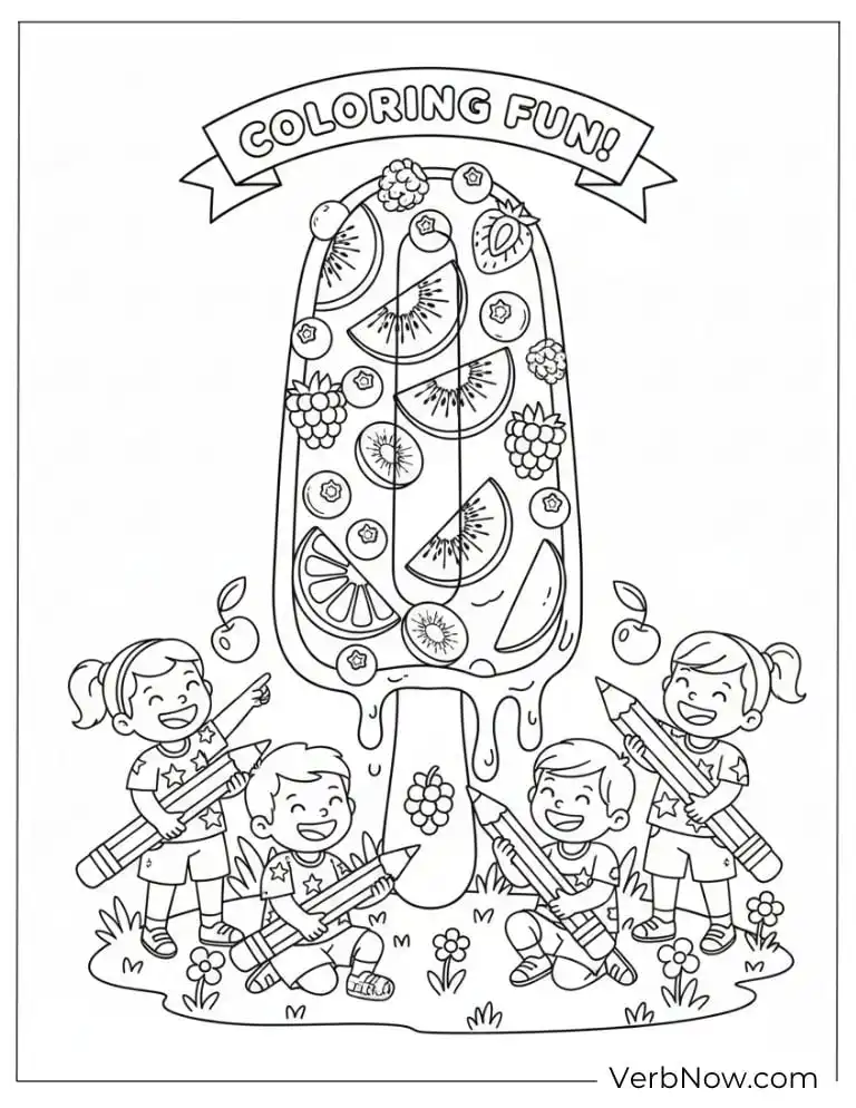 22 Free Popsicle Coloring Pages (100% Printable PDF) Fruit Popsicle Coloring Page for Kids