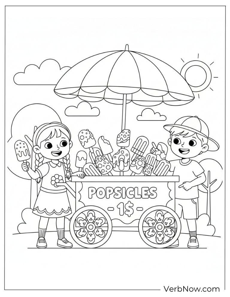 22 Free Popsicle Coloring Pages (100% Printable PDF) Summer Popsicle Stand Coloring Page for Kids