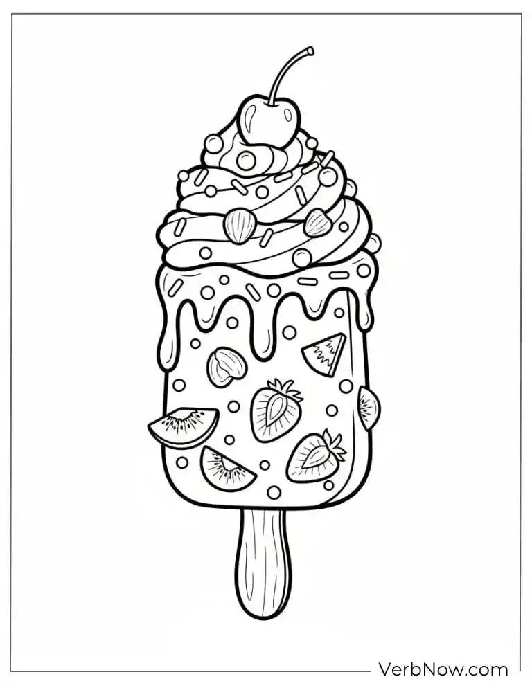 22 Free Popsicle Coloring Pages (100% Printable PDF) Detailed Ice Cream Popsicle Coloring Sheet