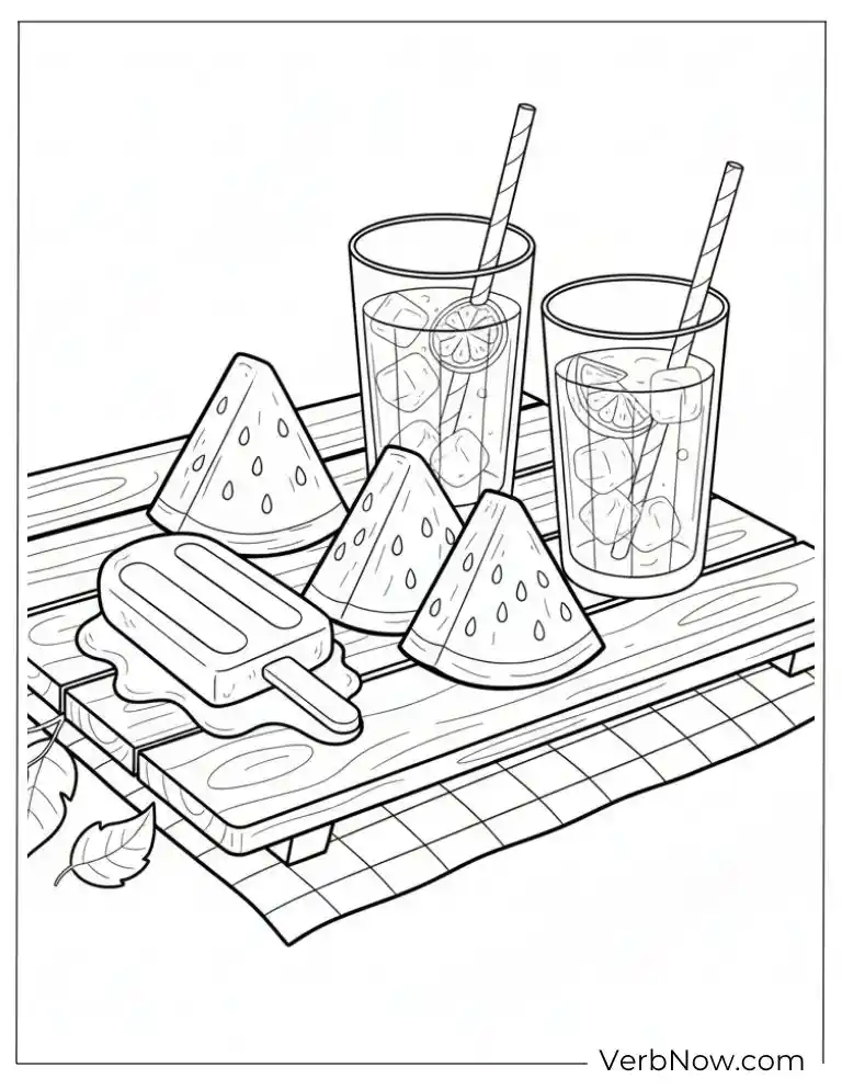 22 Free Popsicle Coloring Pages (100% Printable PDF) Watermelon Popsicle Drinks Coloring Sheet