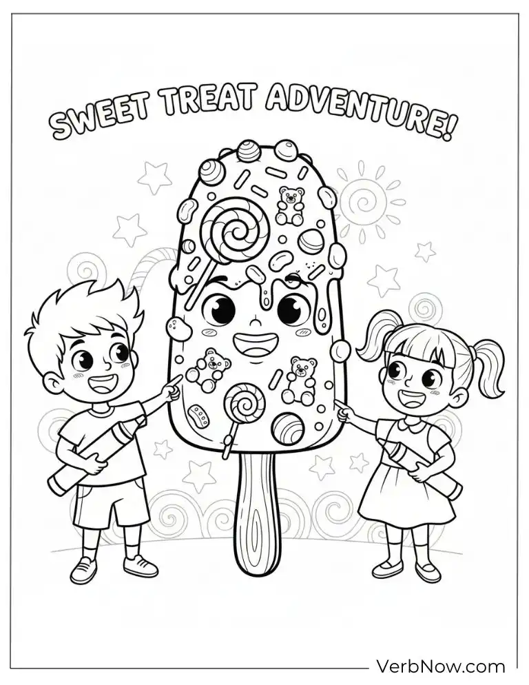 22 Free Popsicle Coloring Pages (100% Printable PDF) Ice Cream Popsicle & Candy Adventure Coloring Page