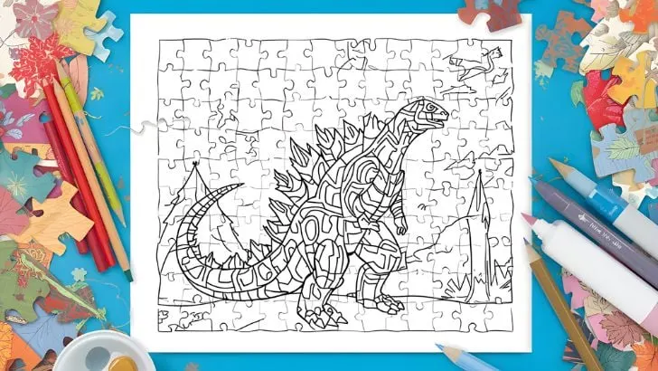 printable godzilla puzzle