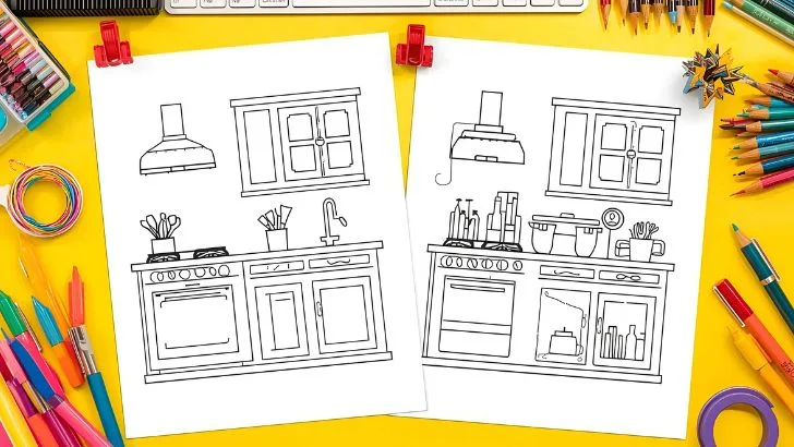 printable kitchen coloring pages