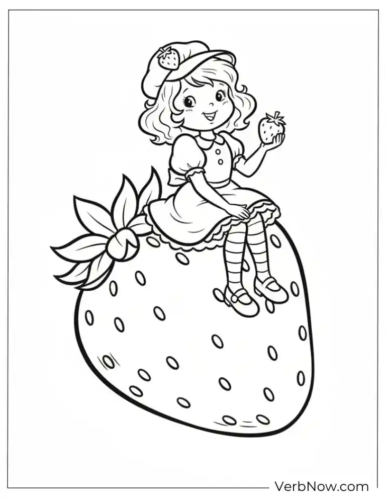 Strawberry Girl Coloring Page Printable