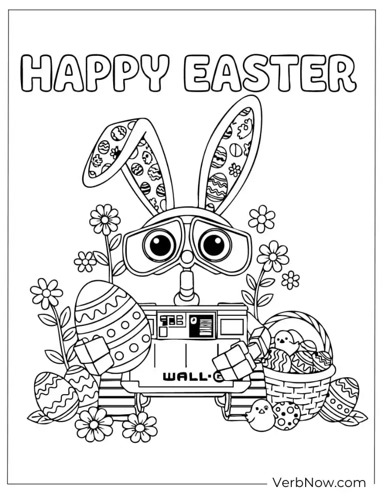 22 Free Wall E Coloring Pages For Kids (Printable PDF) WALL-E Easter Bunny Coloring Page