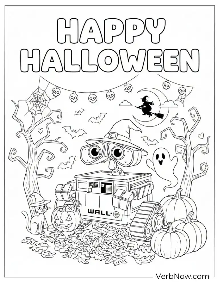 22 Free Wall E Coloring Pages For Kids (Printable PDF) WALL-E Halloween Coloring Page for Kids