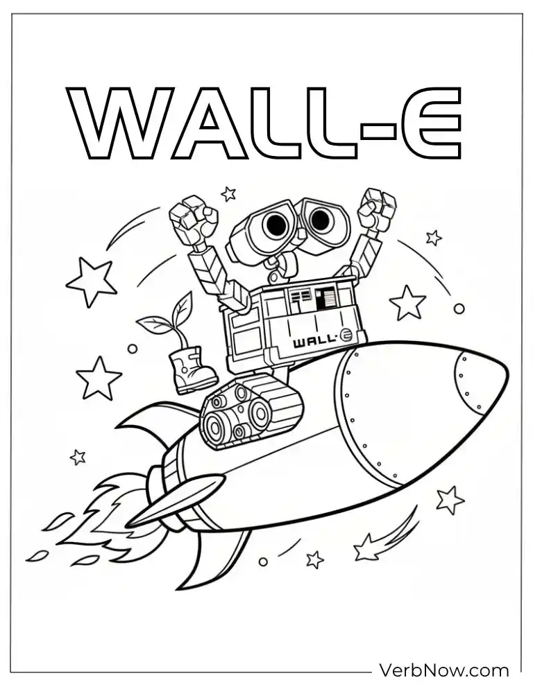 22 Free Wall E Coloring Pages For Kids (Printable PDF) WALL-E on Rocket Coloring Page Printable