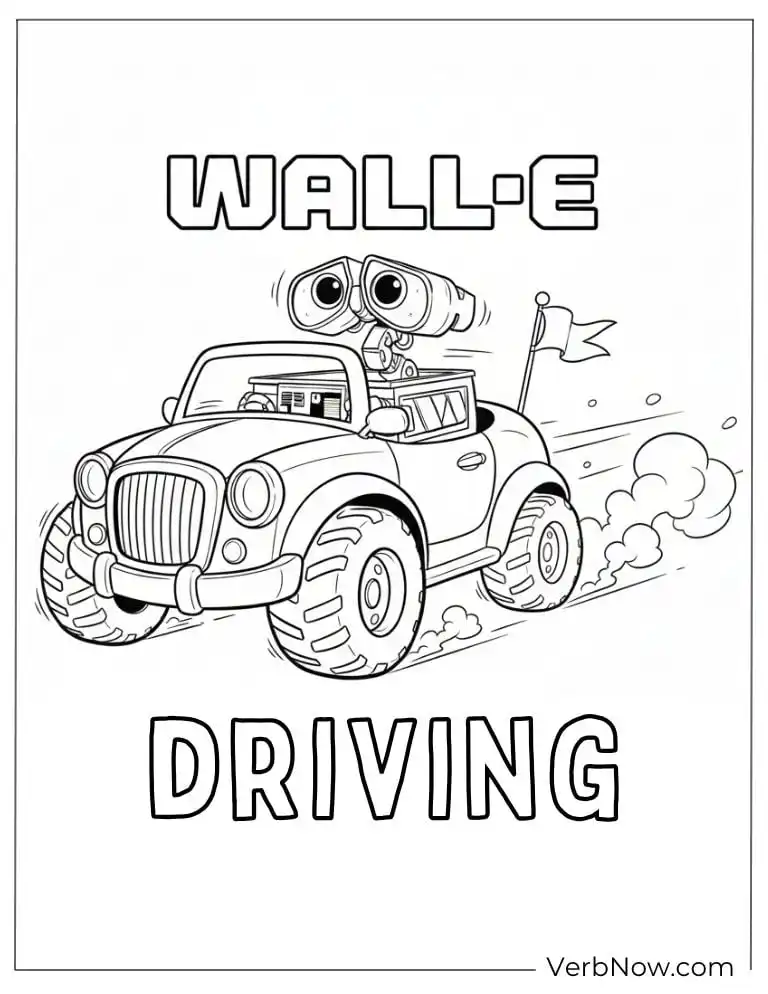 22 Free Wall E Coloring Pages For Kids (Printable PDF) WALL-E Driving Car Coloring Page