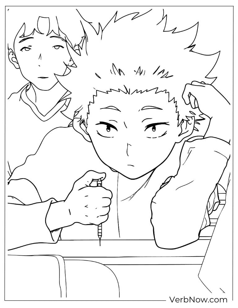 22 Free A Silent Voice Coloring Pages (100% Printable PDF) Anime Boy with Syringe Coloring Page