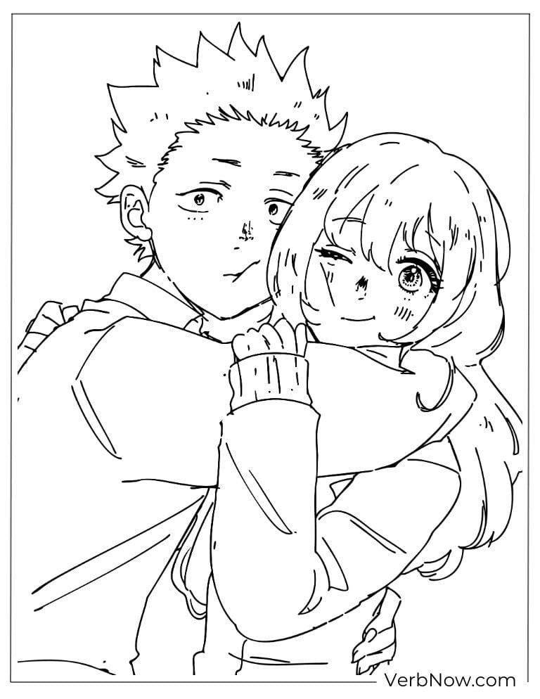 22 Free A Silent Voice Coloring Pages (100% Printable PDF) Anime Couple Hugging Coloring Page