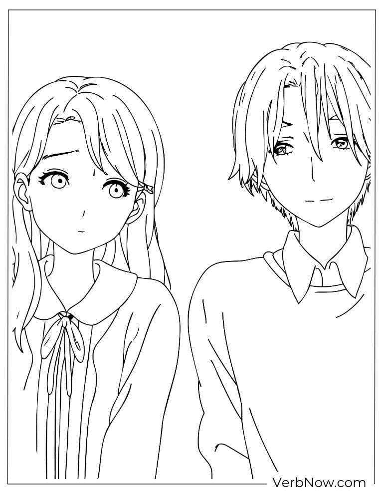 22 Free A Silent Voice Coloring Pages (100% Printable PDF) Cute Anime Couple Coloring Sheet