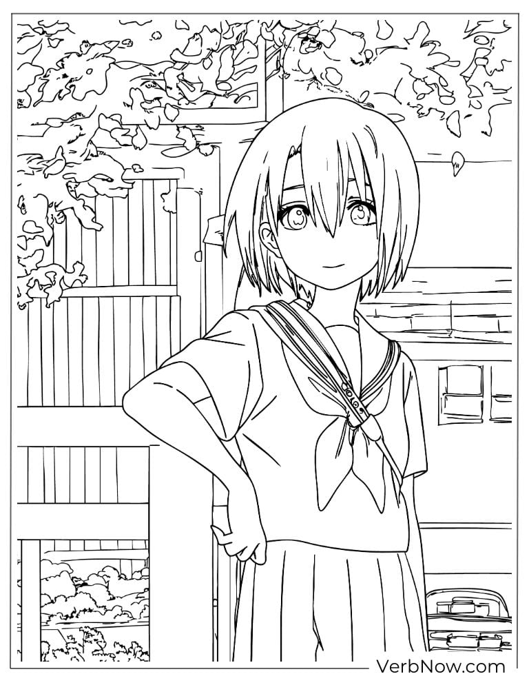 22 Free A Silent Voice Coloring Pages (100% Printable PDF) Anime School Girl Sailor Uniform Outline Coloring Page