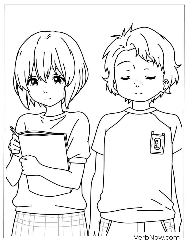 22 Free A Silent Voice Coloring Pages (100% Printable PDF) A Silent Voice Anime Characters Coloring Page