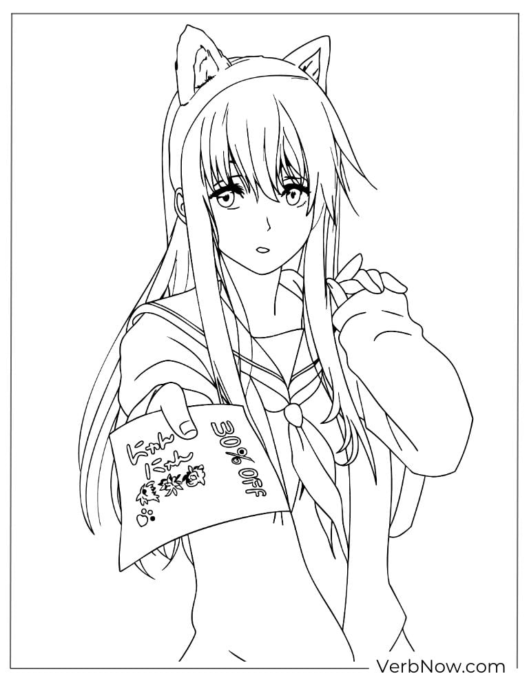 22 Free A Silent Voice Coloring Pages (100% Printable PDF) Anime Neko Girl in Uniform Coloring Page