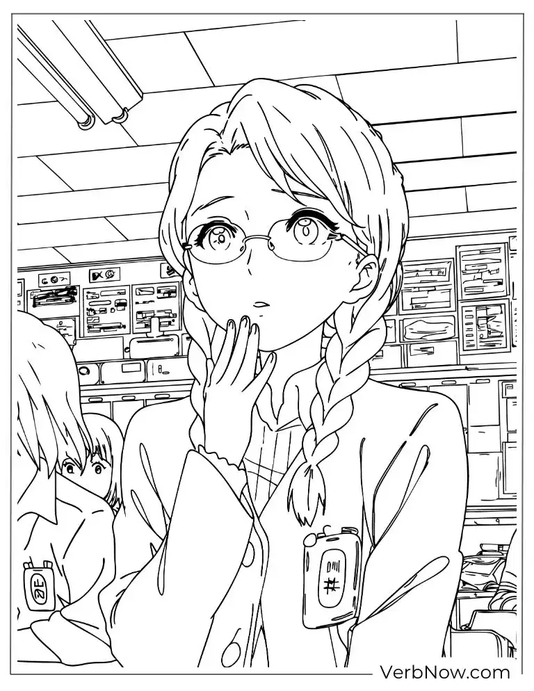 22 Free A Silent Voice Coloring Pages (100% Printable PDF) Anime Girl Scientist with Glasses Coloring Page