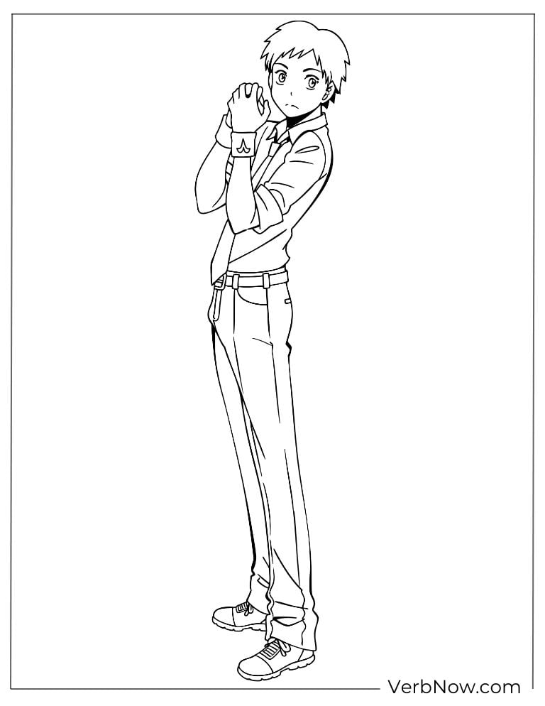 22 Free Assassination Classroom Coloring Pages (Printable PDF) Anime Boy Standing Pose Line Art Coloring Page