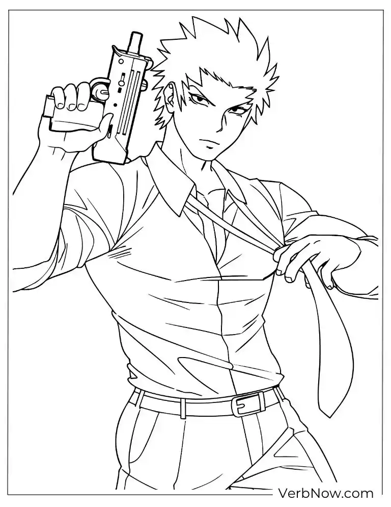 22 Free Assassination Classroom Coloring Pages (Printable PDF) Anime Man Holding Gun Coloring Page