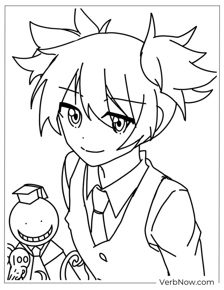 22 Free Assassination Classroom Coloring Pages (Printable PDF) Nagisa Shiota & Koro-sensei Coloring Page