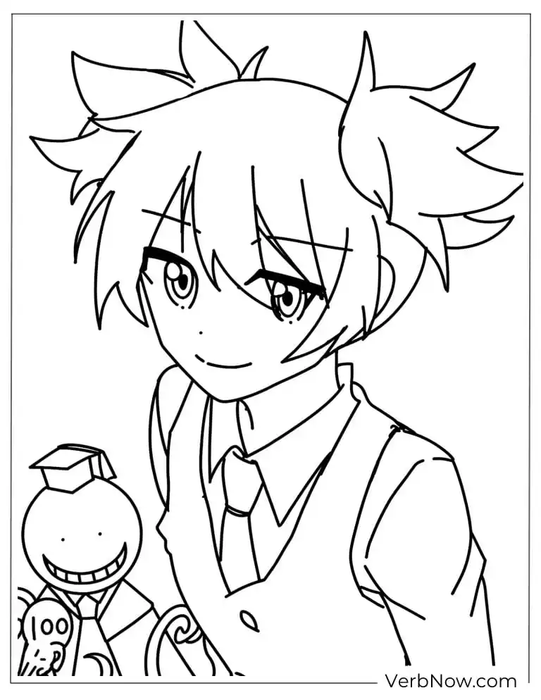 22 Free Assassination Classroom Coloring Pages (Printable PDF) Nagisa Shiota & Koro-sensei Coloring Page